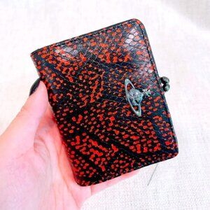 Vivienne Westwood Red Animal Print Wallet with clasp and pouches